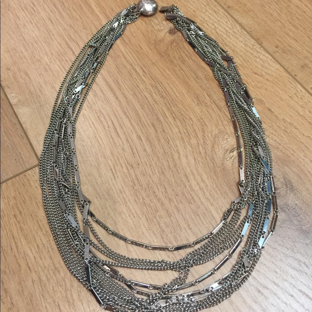 Silver Multi Chain Statement Necklace - image 1